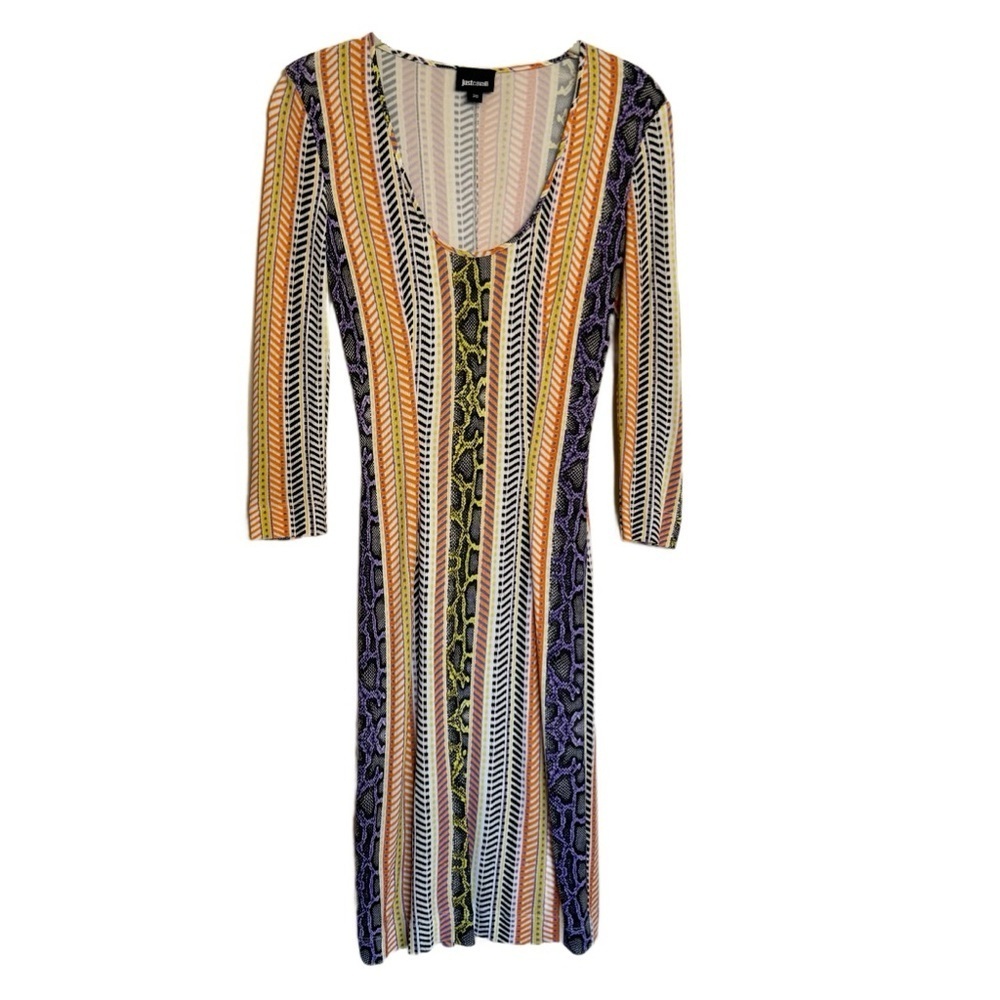 Just Cavalli Made in Italy Dress Multi Color Snakeskin Print Size 36 (US XS / 2)